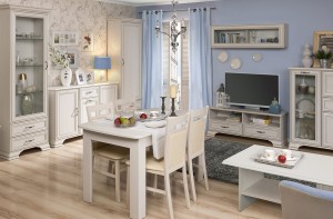 Шкаф с витриной (коллекция Tiffany Cream)